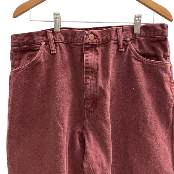 Vintage WRANGLER Cowboy Cut Jeans Burgundy 34 waist - Picture 2 of 5